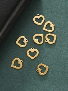 5pcs/Set Stainless Steel Heart Shaped Pendant For Necklace, Earrings, Hat, Brooch Making, Valentine's Day Gifts Diy Crafts