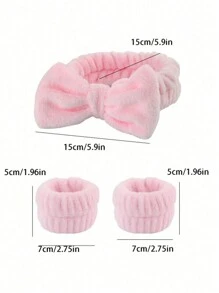 3入組 - 2入組臉部清潔頭帶,蝴蝶結頭帶和彈性頭帶和手帶,純色毛茸茸頭帶,毛絨別針,瑜珈頭帶,馬尾夾 - 彩色 - 查看 10