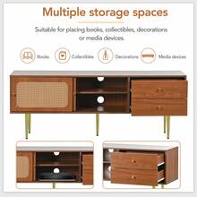 Beijiyi Rattan TV Stand Cabinet Modern TV Table Storage Unit TV Entertainment Unit With 2 Doors And 2 Drawers TV Unit For Living Room Or Bedroom - Brown - View 8
