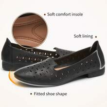 Rominz Women's Flats Shoes Comfortable Black PU Leather Ballet Flats For Women Casual Round Toe Dress Shoes Slip On Shoes Lightweight Foldable - màu đen - Xem 3