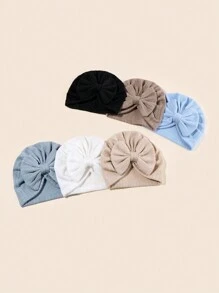 6入組嬰兒格紋針織頭帶配結飾帽子,適用於全年龄段（1-6個月） - 彩色 - 查看 2