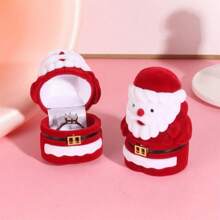 聖誕老人造型珠寶儲物盒,適用於耳環、戒指和手表,聖誕節禮品包裝盒 - 紅色 - 查看 4