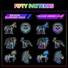 50 張可愛動物和鹿形銀色雷射全息貼紙適用於幼兒園獎勵和裝飾 - 彩色 - 查看 2