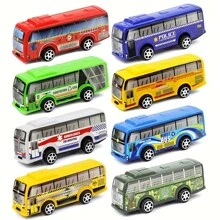 2pcs/Set Mini Plastic Bus Toy Vehicles, Random Design, Holiday Gift - Multicolor - View 2