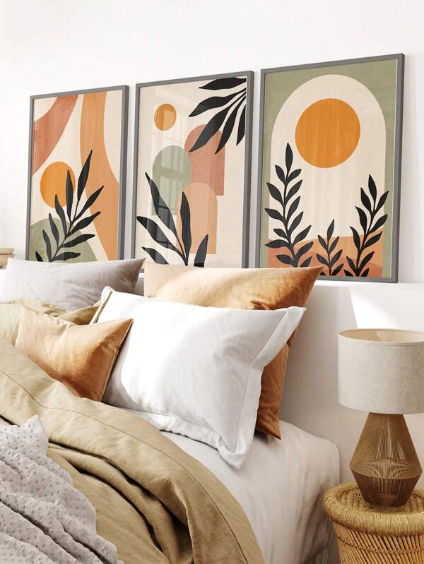 Affiches D'art Géométriques Rétro Modernes, 3 Pièces/ensemble, Pour Salon Et Chambre À Coucher