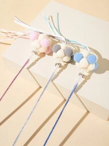 仙女棒貓逗趣棒逗貓玩具流蘇毛球寵物互動 - 彩色 - 查看 3
