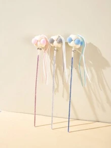 仙女棒貓逗趣棒逗貓玩具流蘇毛球寵物互動 - 彩色 - 查看 1