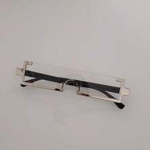 1 件新技術未來金屬一體式矩形太陽眼鏡 - 淺藍色 - 查看 8