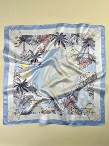 1入pc女士熱帶海灘日落海景日出風景印花頭部包覆頭巾 - 藍色 - 查看 1