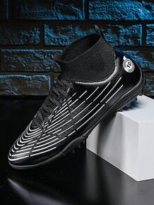 新款男子足球鞋,男子高筒室內防滑人造草鞋釘女學生訓練運動鞋 - 黑色 - 查看 7