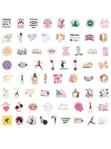 62PCS Girl Workout Stickers Vinyl Stickers Scrapbook,Journaling,Laptop,Bumper,Skateboard,Water Bottles,Computer,Phone,Cartoon,Hard Hat,Car Stickers And Decals - Multicolor - View 4