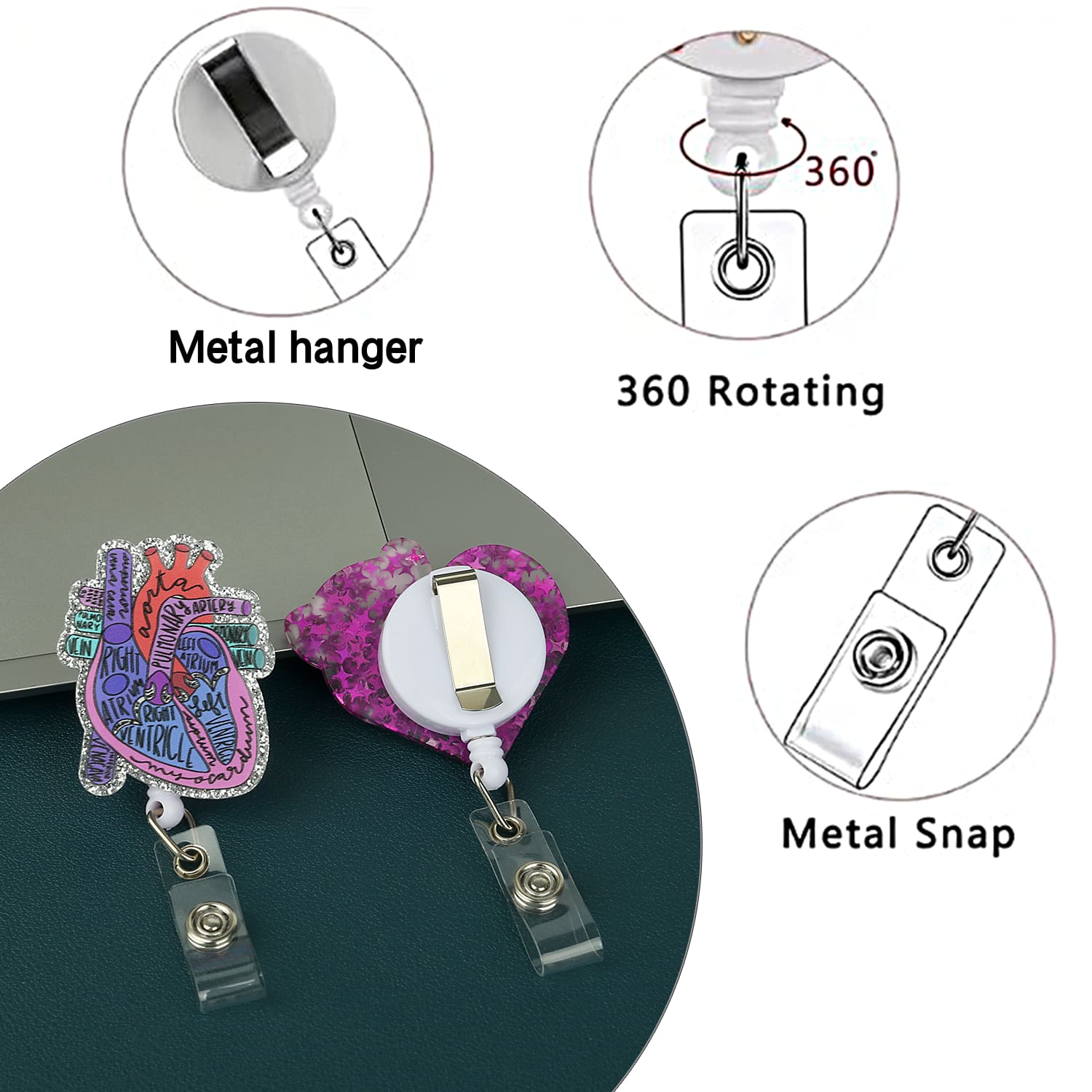 1pc Cute Nurse Medical Acrylic Badge Reel Retractable Badge Holders,ID