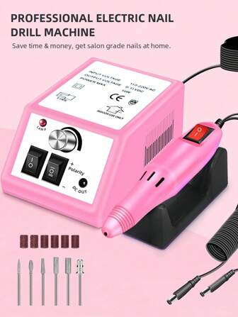 Conjunto De Taladro Eléctrico Para Uñas De 20000rpm Con Broca De Lima, Herramienta De Manicura Con Cabeza De Pulido Y Recolector De Polvo De Uñas, Adecuado Para Uso En El Hogar Y En El Salón, Un Regalo Considerado Para Amantes De Uñas