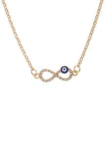 1個歐美風格情人眼形吊墜女鎖骨項鍊,高端感覺珠寶首飾 - 11井金色 - 查看 7