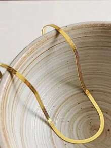 Stylever 1入組平底蛇骨項鍊適合女士S925純銀簡約風刀片鏈條樣式項鍊精細首飾類禮品適用於酷女孩日常日期舞會