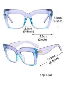 1 件装 女士多色 Y2K 辣妹猫眼装饰眼镜 个性化时尚街头快照 - 紫色 - 查看 5