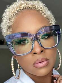 1 件装 女士多色 Y2K 辣妹猫眼装饰眼镜 个性化时尚街头快照 - 紫色 - 查看 1