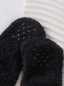 1pair Toddler Baby Cute Thickened Winter Warm Coral Fleece Flat Socks Fit For Daily Wear And Sleep - Multicolor - View 3