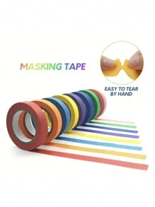 10Pcs Colorful Masking Tape Set-Perfect For Handicrafts,Labels,DIY Decoration ,For Kid's Art Projects, For Hotel/Restaurant/Office/Commercial. - Multicolor - View 4