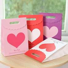 10入組紅色帶有心形蓋的黏貼式禮品袋,完美用於婚禮禮品或情人節禮物 - 白色 - 查看 5