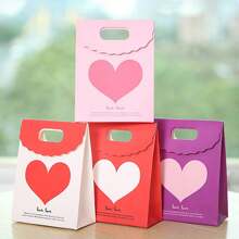 10入組紅色帶有心形蓋的黏貼式禮品袋,完美用於婚禮禮品或情人節禮物 - 白色 - 查看 4