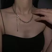 1pc Simple Design Stainless Steel Safety Pin Pendant Necklace, Europe And America Style - Silver - View 2