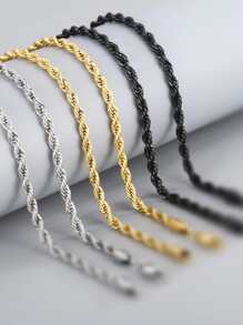 1pc Simple & Fashionable Silver Twisted Chain Bracelet Suitable For Daily & Dating Wear Gift Jewelry (One Size=20cm)