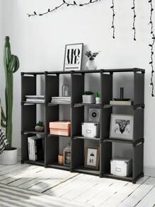SONGMICS Armadietto Modulare a 12 Cubi, Scaffale Portaoggetti, Libreria per Decorazioni, Cornici per Foto, Organizzatore per Studio, Ufficio, Soggiorno, Nero - nero - Visualizzare 3