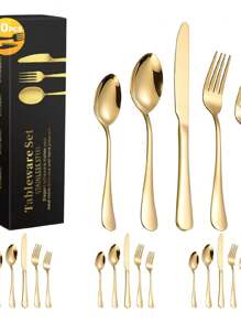 Juego De Cubiertos Acero Inoxidable Dorado  20 Piezas - Dorado - Ver 1