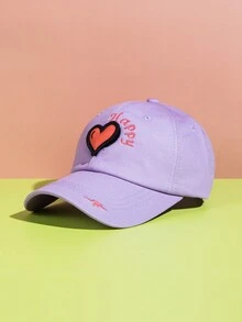 1頂女式時尚棒球帽,帽子上可以拆卸刺繡的愛心設計。適合戀人派對、旅行和情人節時穿戴裝飾。 - 紫色 - 查看 1