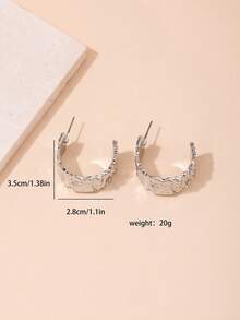 1pair Wide Metal Vintage C Design Hoop Earrings For Women - C-shaped Earrings - View 6