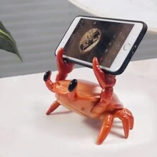 1pc Home Decorative Lifting Crab Shaped Multi-Functional Phone Holder, Pen Holder And Creative Gift For Binge-Watching - Red - View 3