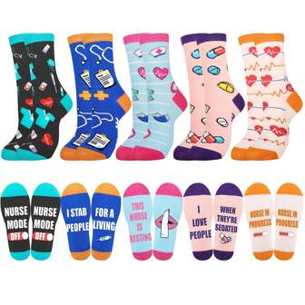 5pairs Nurse Socks Gift Set For Women, Fun Novelty Socks