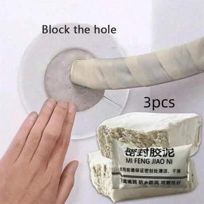 3 Piezas De Arcilla De Relleno Y Reparación Impermeable Para Pared Para Reparación De Tabiques, Sellado De Grietas, Agujeros, Aberturas Y Agujeros De Aire Acondicionado