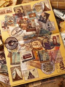 60入組多色建築和風景圖案pvc貼紙,旅遊信件收集,適用於手工藝品相冊日記裝飾 - 彩色 - 查看 4