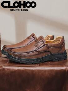 CLOHOO Handmade Shoes, Men's Oxford Shoes, Classic Hand-Sewn Male Shoes With Thick Rubber Sole, Breathable Leather Casual Shoes