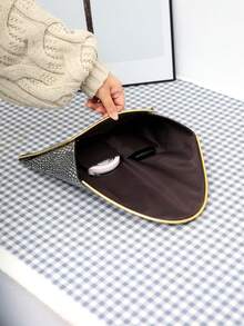 1 件女式仿鳄鱼皮手拿包信封手提包 - 黑與白 - 查看 2