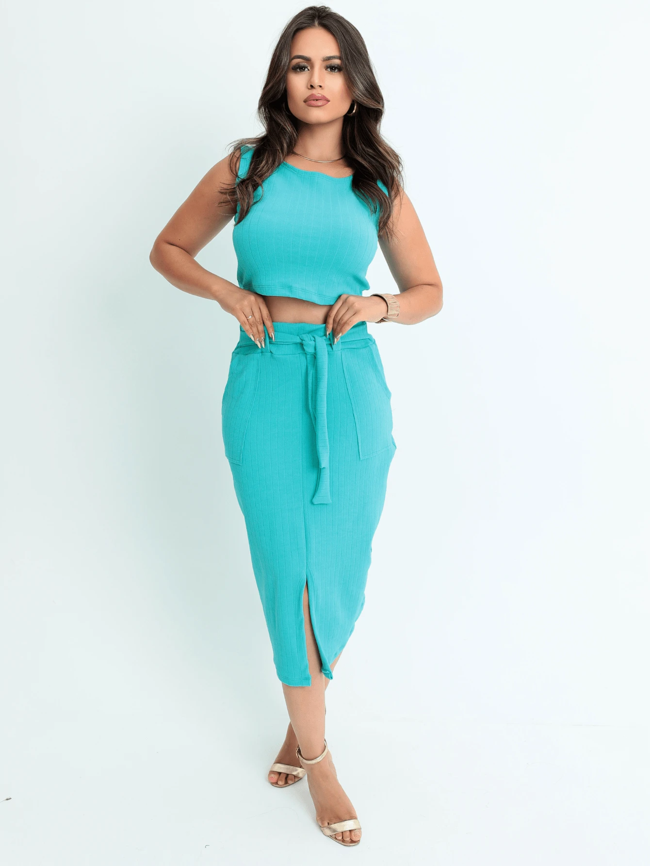 Women Two-Piece Outfits - 淺藍色 - 查看 1