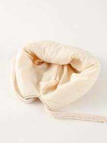 1 件冬季針織女童嬰兒帽保暖護耳卡通水果嬰兒帽 - 米色 - 查看 3