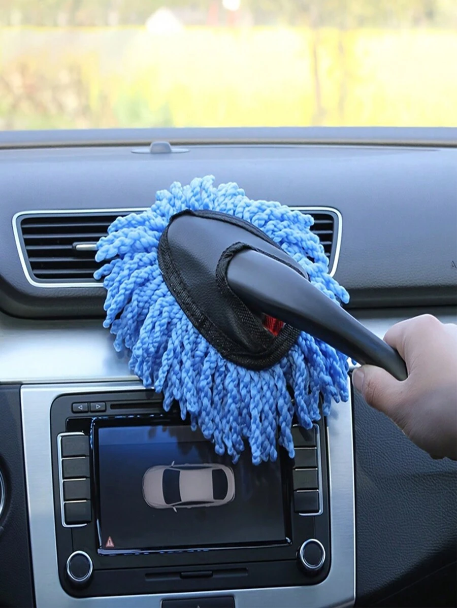 1pc Super Soft Car Duster Wax Brush, Cleaning Mop & Fine Fibre Brush For Car Washing - Blue - View 1
