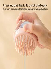 1pc Shampoo Comb With Liquid Dispenser, Head Cleaning And Massaging Tool For Pets Or People - Pink - View 4