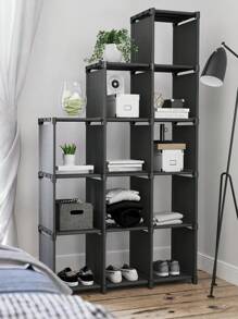 SONGMICS Armadietto Modulare a 12 Cubi, Scaffale Portaoggetti, Libreria per Decorazioni, Cornici per Foto, Organizzatore per Studio, Ufficio, Soggiorno, Nero - nero - Visualizzare 6