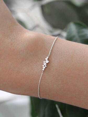 قطعة 18K الذهب مطلي سوار كلاسيكي هيبوالرجينيك مكعب زركونيا سوار 925 الفضة الاسترليني حجر الراين جولة سوار الزفاف حجر الراين أساور مجوهرات للنساء الفتيات