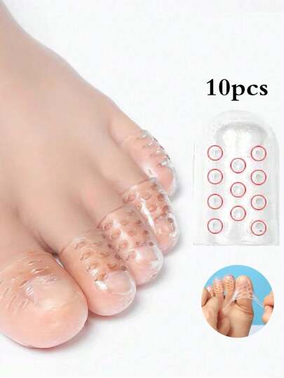 10pcs Silicone Toe Cap, Breathable, Sweat-Absorbent, Anti-Friction, Transparent, Waterproof, Impact-Resistant, Suitable For Both Men And Women