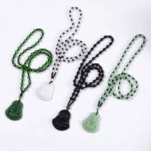 1/4 pièces Pendentif Bouddha Fengshui, pendentif de collier Bouddha en verre sculpté exquis - accessoire de voyage unique, sans matériau en mosaïque et sans placage, idéal pour les voyageurs spirituels et les enthousiastes de Bouddha