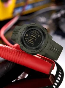 OFNS 男士运动计步卡路里 LED 数字手表，50 米防水腕表，圣诞节、新年、情人节、节日礼物 - 軍綠色 - 查看 3