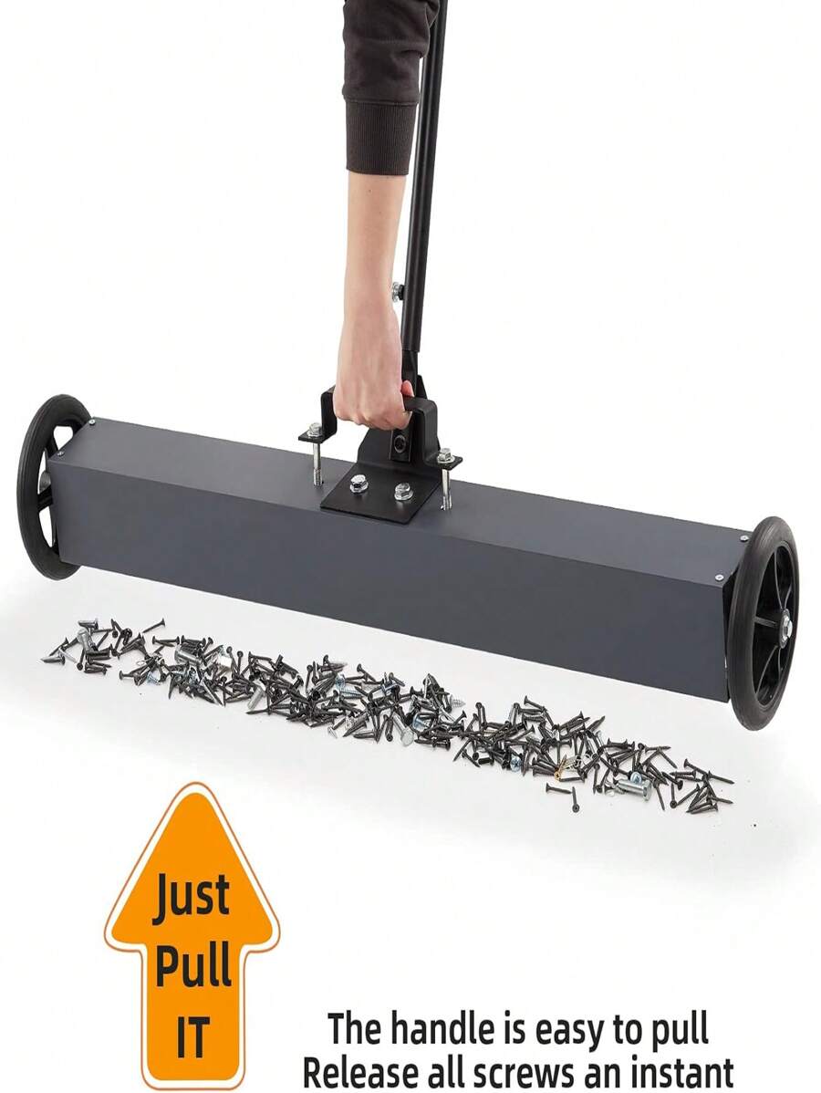 24Inch Sweeper With Wheels, Rolling Sweeper Quick Release Latch & Adjustable