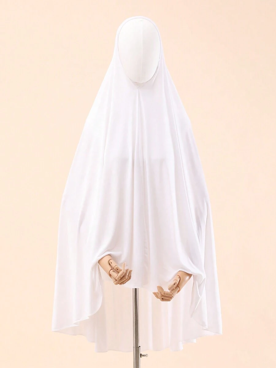 1pc Women 2023 Fashionable Solid Color Ice Silk - White - View 1