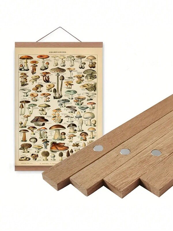 1pc Magnetic Wood Hanger Frame DIY, Teak Walnut Pine For Poster Photos Scrolls Picture Frames Canvas Prints Paintings, Artwork Magnet Frames Wall Art Home Decor