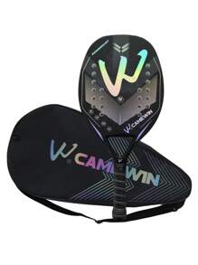 Camewin 1件装黑色3K全息沙滩网球拍全碳纤维拍框套装粗糙表面处理初学者黑色 - 黑色 - 查看 1
